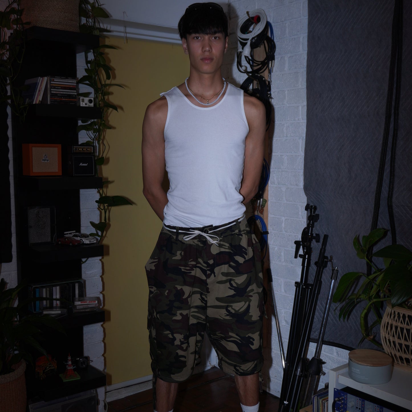 ESSENTIALS CAMO CARGO SHORTS